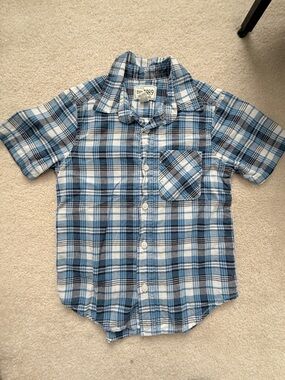 The Children's Place Blue Plaid Short-Sleeve Button-Down Shirt